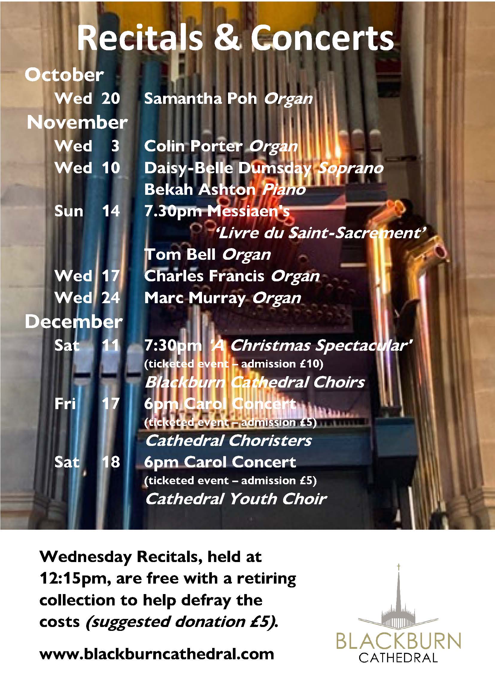 Dates and times of Recitals &amp; Concerts at Blackburn Cathedral